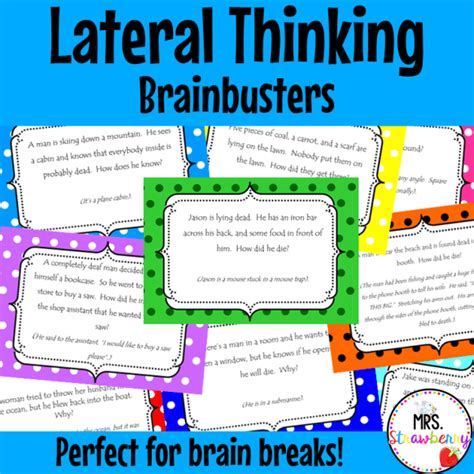 Lateral Thinking Brain Teaser Cards Mrs Strawberry