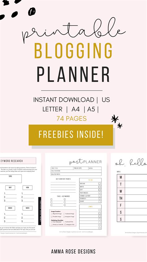 Printable Blog Workbook Blog Planner Blog Post Planner Etsy Blog