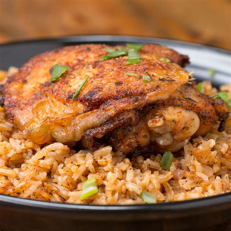 Drippings from the chicken blend with the rice and seasonings to make a delicious sauce. Paprika Chicken & Rice Bake Recipe by Tasty