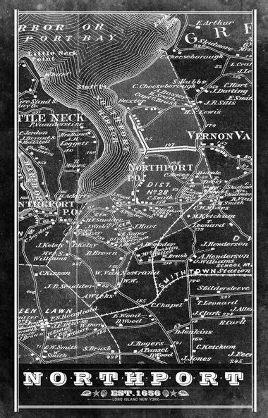 Northport Long Island Vintage Remixed Map Vintage Map Northport Map
