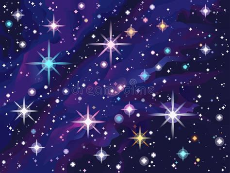 Dark Blue Night Sky With Shiny Colorful Stars Stock Image