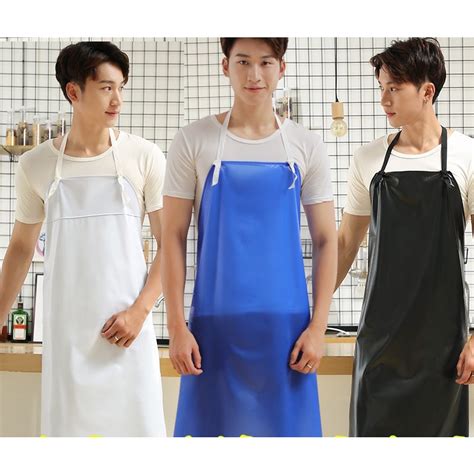 Pu Leather Waterproof Apron Thicken Anti Fouling Oil Proof Chef Apron Restaurant Cooking Clean