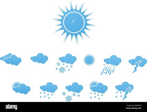 Vector Illustration Set Of Elegant Weather Icons For All Types Of