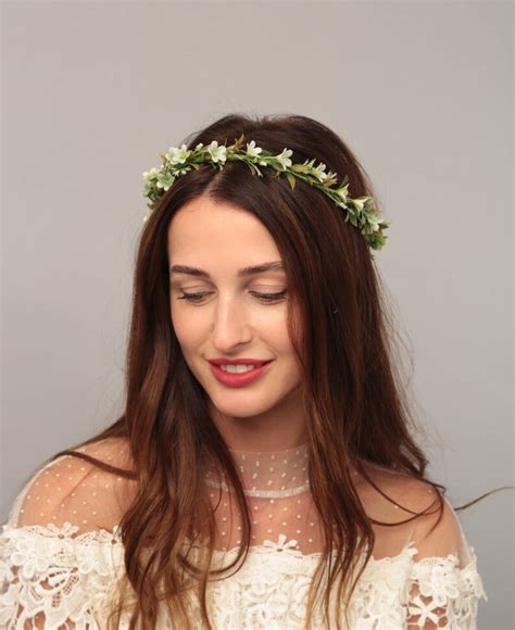 Green Flower Crown Bridal Floral Crown Wedding Head Piece For Etsy