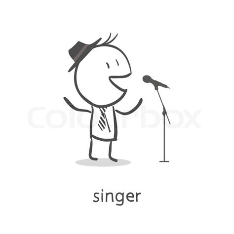 Cartoon Girl Singing Into A Microphone Vector Colourbox
