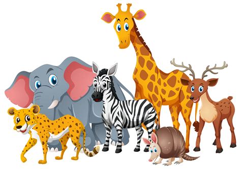 Wild Animals Together In Group 370032 Vector Art At Vecteezy