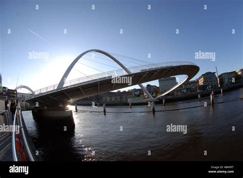 Gateshead Tilting Millennium Bridge On The River Tyne In Newcastle