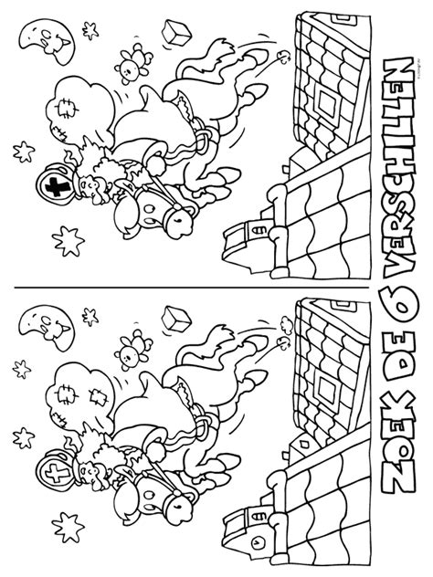 Kleurplaat Zoek de verschillen Sinterklaas, Knutselen sinterklaas