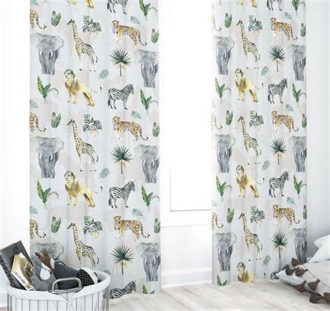 What kind of wallpaper for a bunny nursery? Safari nursery curtains,Jungle Animals curtains , Elephant ...