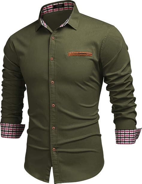 Coofandy Mens Casual Dress Shirt Long Sleeve Denim Work Shirt Button