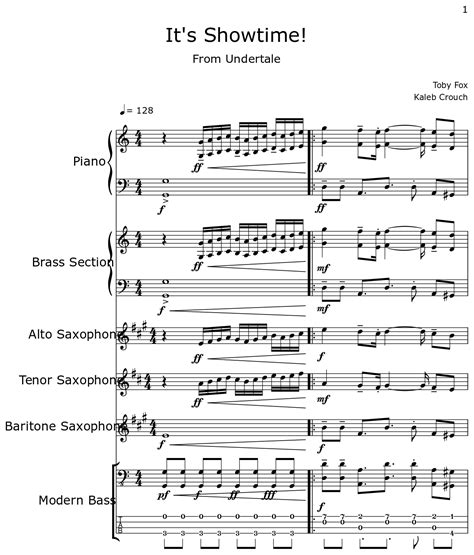 Its Showtime Sheet Music For Piano Brass Section Alto Saxophone Tenor Saxophone Baritone
