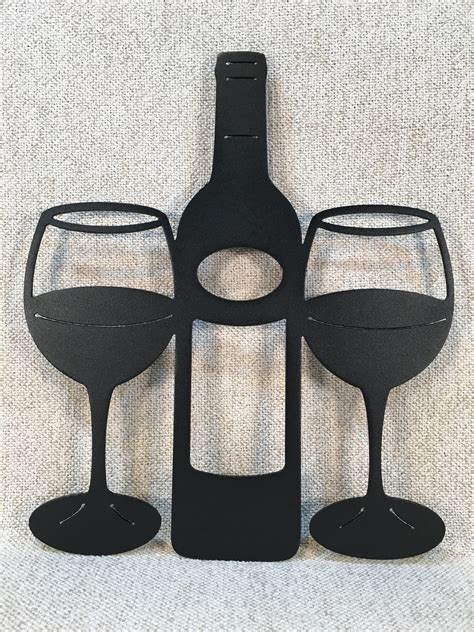 Wine Bottle And Glass Metal Art Wine Bar Decor Etsy