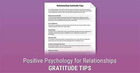 Relationship Gratitude Tips (Worksheet) | Therapist Aid