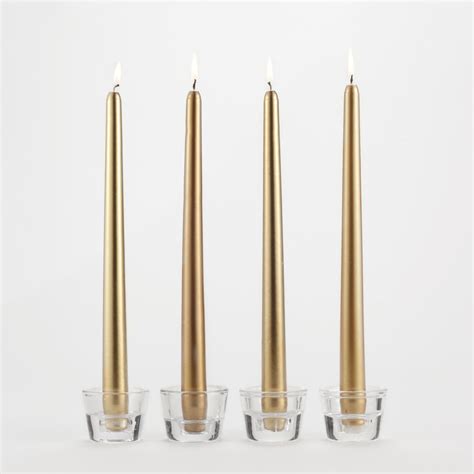 Pack Of 12 Gold Taper Candles Wedding Decor 10” Long Viva La Rosa