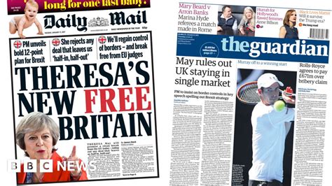Newspaper Headlines Mays Brexit Speech Previewed In Press Bbc News