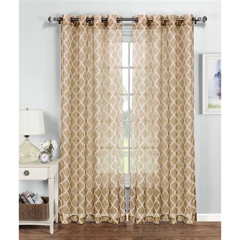 Quatrefoil Printed Sheer Extra Wide Grommet Curtain Panels