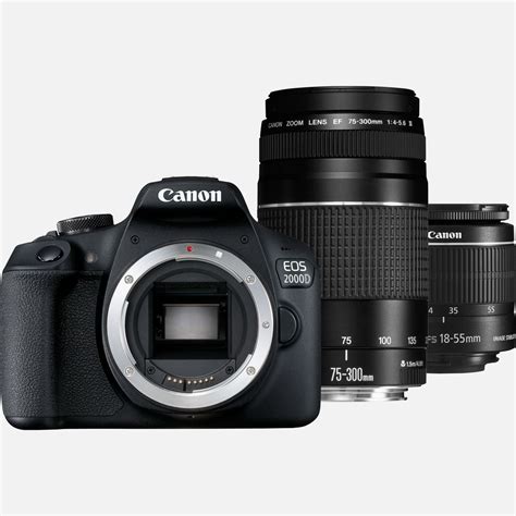 Canon Eos 2000d Ef S 18 55mm Is Ii Lens Ef 75 300mm Iii Lens In