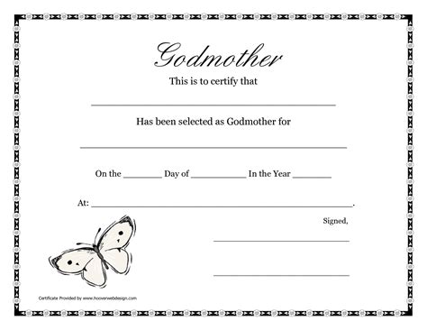 Free Printable Godparent Certificates Printable Godmother Certificate