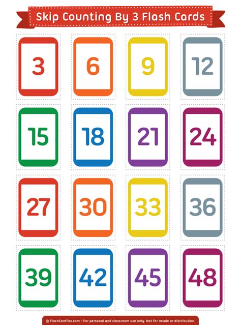 Printable Skip Counting By 3 Flash Cards