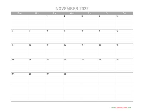 November Calendar 2022 Printable Calendar Quickly