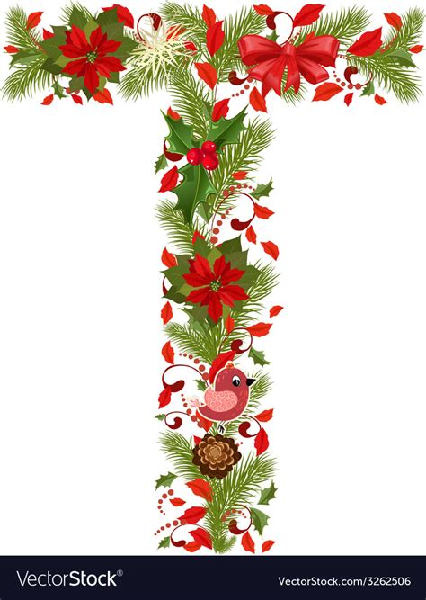 Use those letters from your letterboard to make an easy and stylish christmas ornament! Christmas floral tree letter t Royalty Free Vector Image