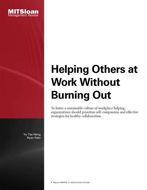 Helping Others At Work Without Burning Out Mit Smr Store