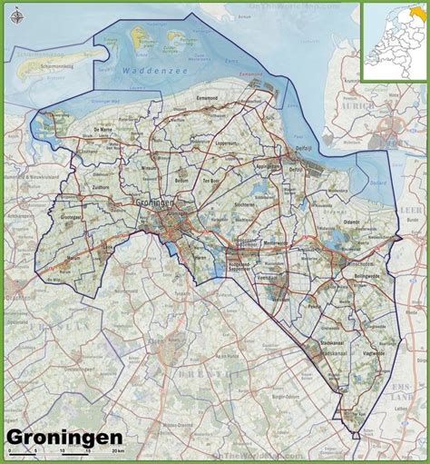 map of groningen province with cities and towns groningen map city