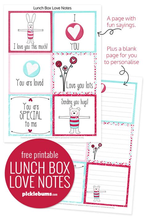 Free Printable Valentines Day Lunch Box Notes Picklebums In 2020