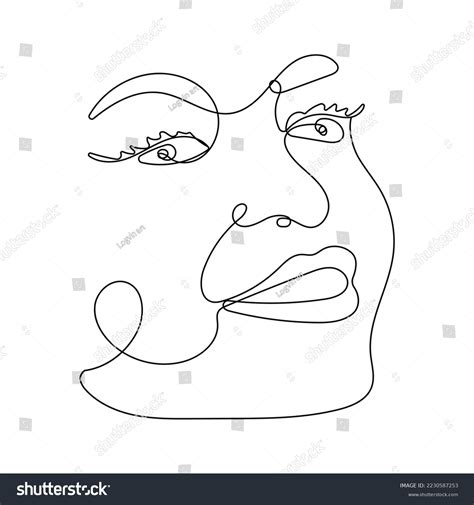 Continuous One Line Drawing Woman Face Stock Vector Royalty Free