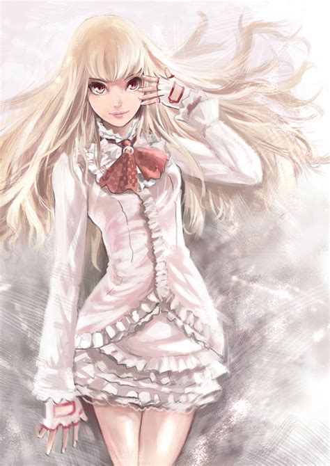 Anime Girl Beauty White Dress Blonde Long Hair Wallpaper 1440x2036