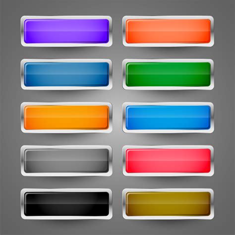 Blank Metallic Glossy Web Buttons Set Download Free Vector Art Stock