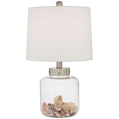 Product title mainstays white/beige ceramic table lamp with shade 17h average rating: Glass Canister Small Fillable Accent Lamp with Table Top Dimmer - #89K84 | Lamps Plus