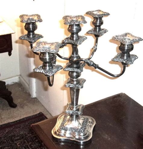 Antique Sheffield Silver Plated 5 Sconce Ornate Candelabra Candlestick