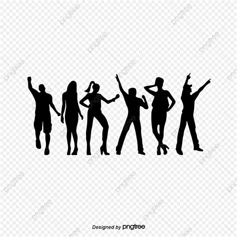 Dancing Group Silhouette Vector Png Silhouette Elements Of Group