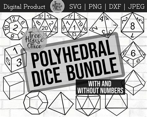Dnd Dice Bundle Svg Polyhedral Dice Svg Dungeons And Dragons Etsy