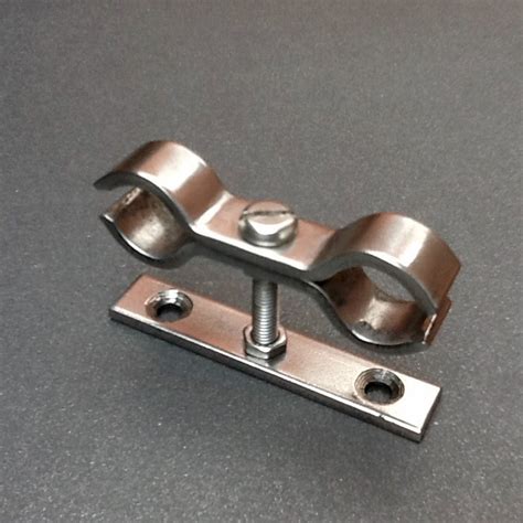 Wall Mount Pipe Bracket Stainless Steel 16mm Diameter Double Ports