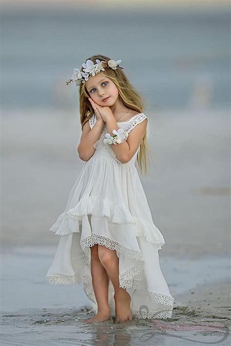 Cute Ivory Chiffon Beach Flower Girl Dress Flower Girl Dresses Boho