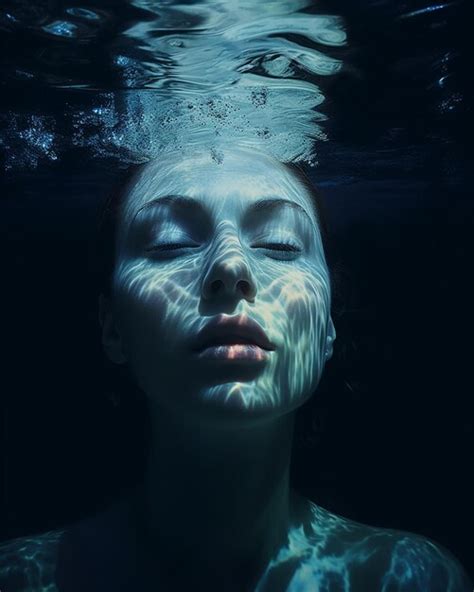 Premium Ai Image A Woman With Her Eyes Closed Under Water With The
