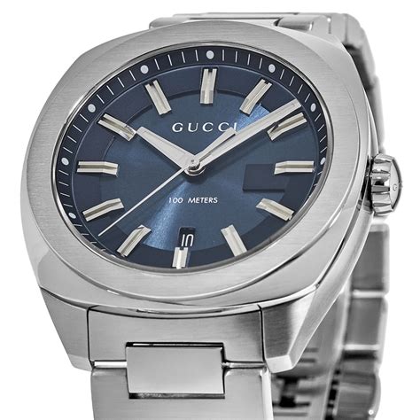 New Gucci Gg2570 Blue Dial Stainless Steel Mens Watch Ya142303