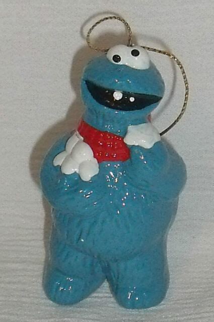 Cookie Monster Ornament Ceramic Vtg Hand Painted Sesame Street Muppets