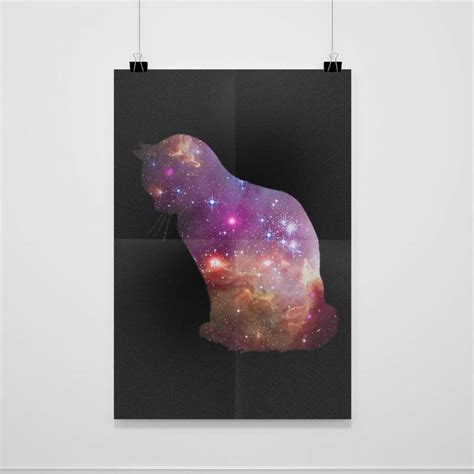 Cosmic Galaxy Cat Poster Poster Art Design