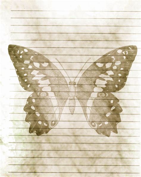 Printable Journal Page Butterfly Sketch Lined By Inkedink On Etsy
