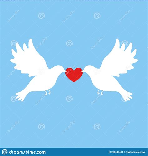 Vector Hand Drawn Pair Of Love Doves Silhouette Stock Vector