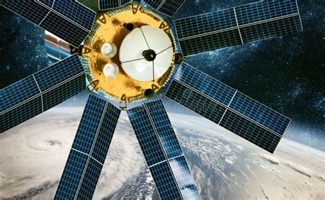 Space Satellite Monitoring From Earth Orbit Weather From Space Stock