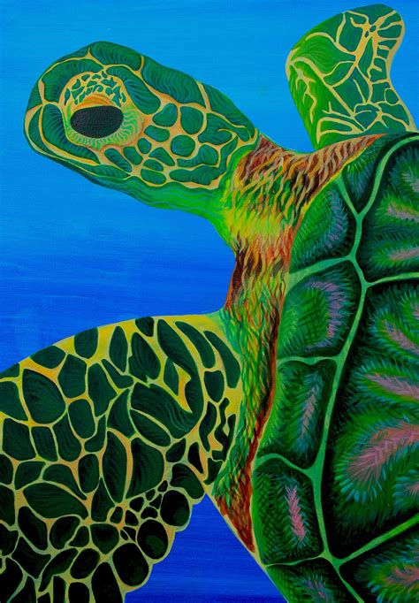 Sea Turtle Art Print Sea Turtle Acrylic Painting Ocean Art Etsy