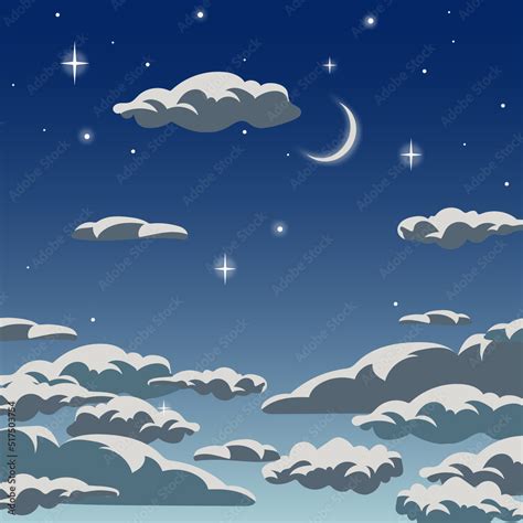 Cartoon Night Starry Sky Cute Heaven Background Sugar Cotton Pastel