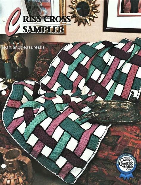 Criss~cross Sampler Annies Attic Crochet Afghan Pattern Leaflet