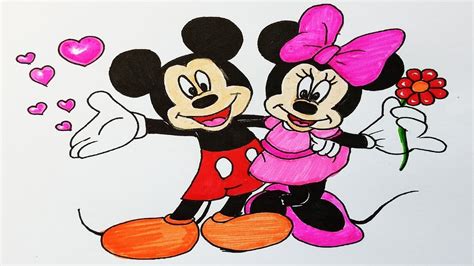 How To Draw Mickey Mouse And Minnie Mouse In Love