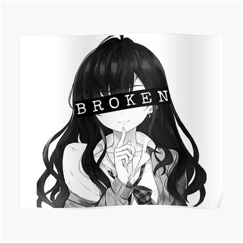 Aesthetic Broken Anime Girl Poster For Sale By Vablu Redbubble