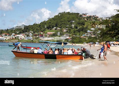 Tourists Aboard The Water Taxi On Grand Anse Beach St Georges Grenada